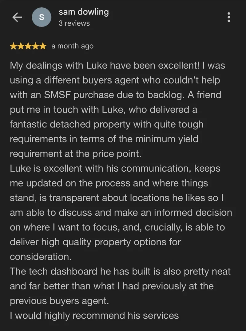 Five-star Google review