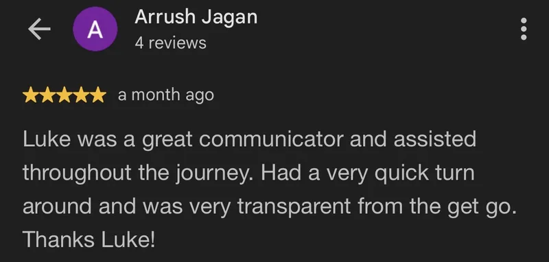 Five-star Google review