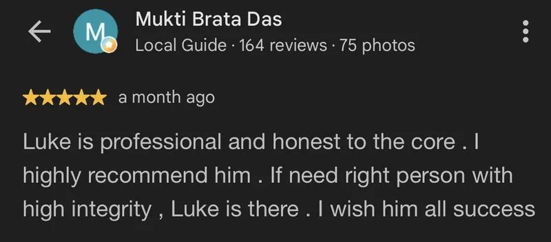 Five-star Google review