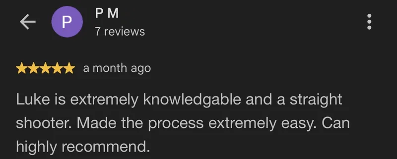 Five-star Google review